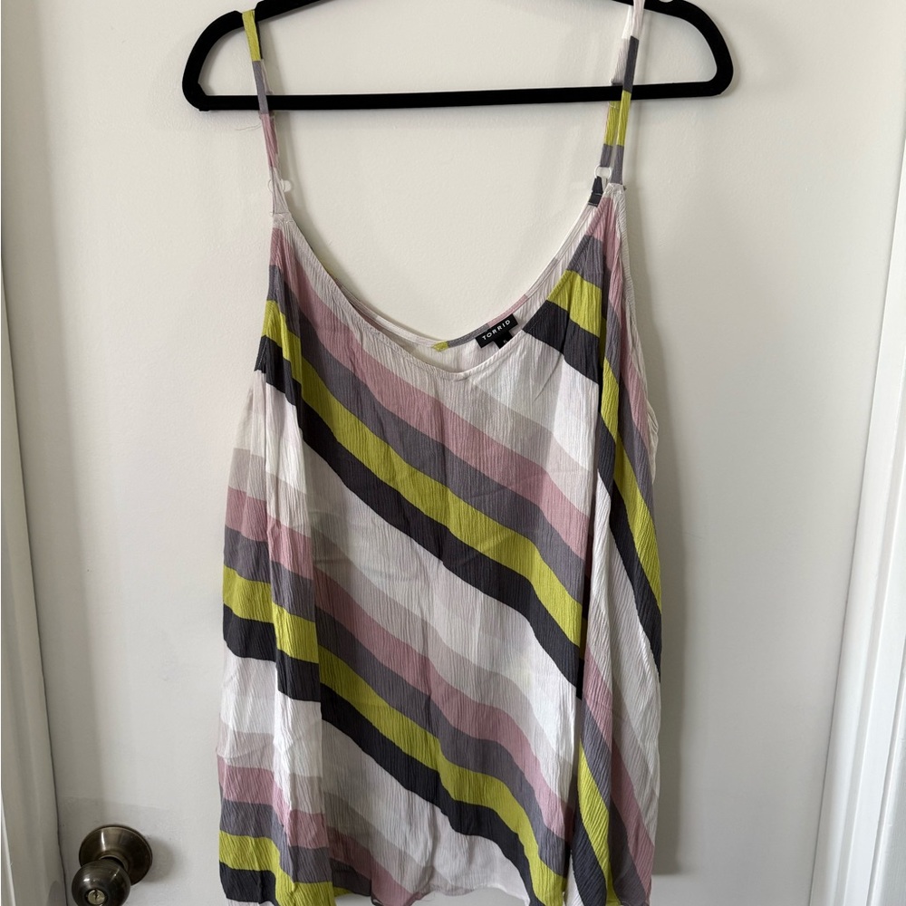 Torrid Sophie Crinkle Gauze Swing Cami Striped In A Downward Angle 5 5X 28